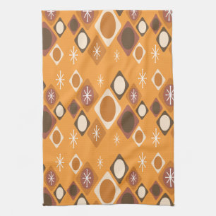 Linge De Cuisine Diamants Ovales Starburts Orange