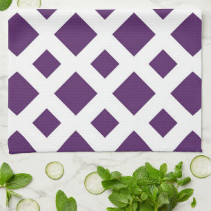 Linge De Cuisine Diamants violets sur fond blanc