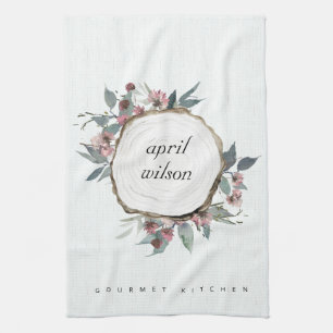 LINGE DE CUISINE DIAPOSITIVE EN BOIS RUSTIQUE ROSE FLORALE EUCALYPT