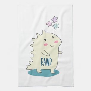 Linge De Cuisine Dino Jaune mignon avec des étoiles joyeuses