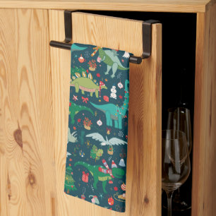 Linge De Cuisine Dinosaures festifs Motif de Noël