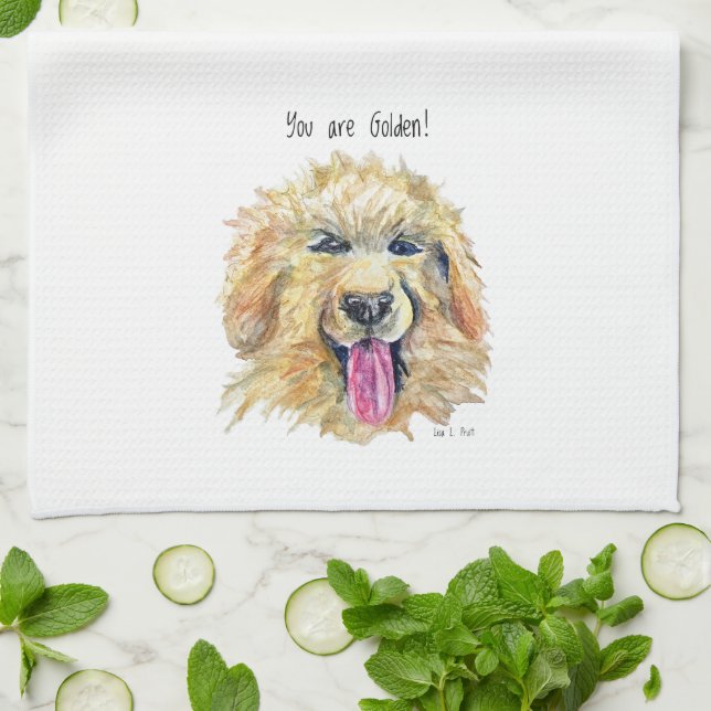 Linge De Cuisine Dishtowel for kitchen with golden/doodle/retriever (Plié)