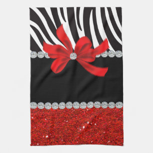 Linge De Cuisine Diva de diamant (parties scintillantes rouges)