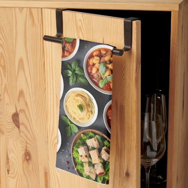 Linge De Cuisine Diversité de la nourriture (Pliage en tiers)