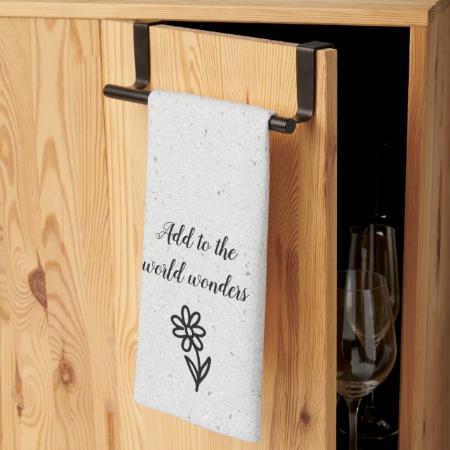 Linge De Cuisine Doodle Daisy et Citation sur Terrazzo (Pliage en tiers)
