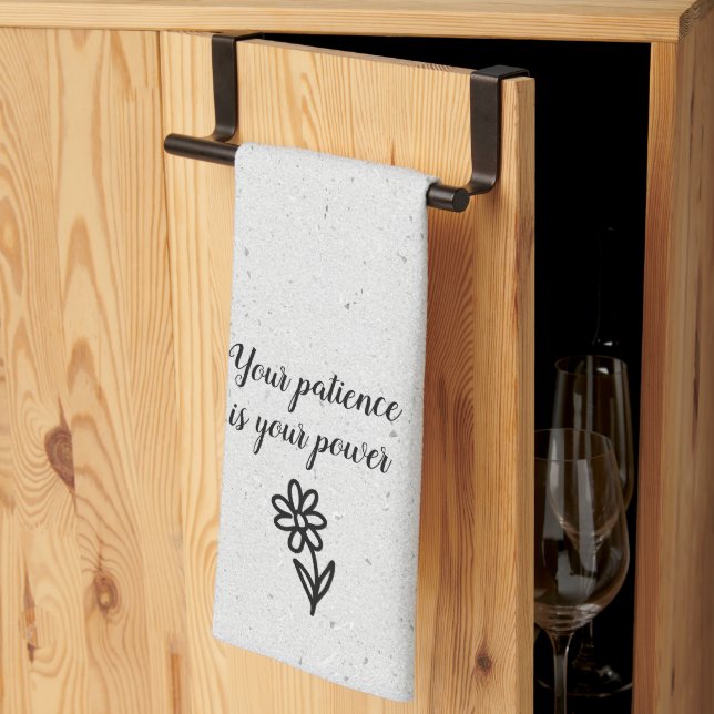 Linge De Cuisine Doodle Daisy et Citation sur Terrazzo (Pliage en tiers)