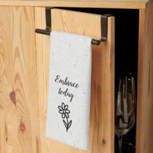 Linge De Cuisine Doodle Daisy et Citation sur Terrazzo