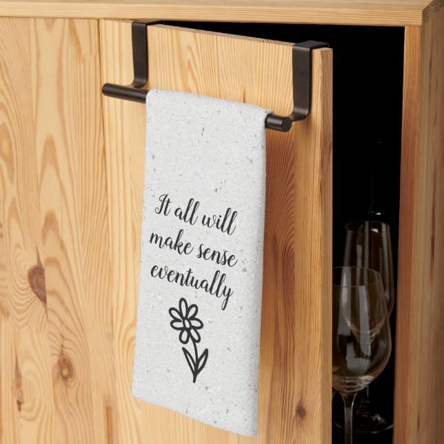Linge De Cuisine Doodle Daisy et Citation sur Terrazzo (Pliage en tiers)