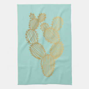 Linge De Cuisine Doodle de Cactus Prickly Gold