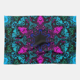 Linge De Cuisine Dot Mandala Flower bleu vert et rose