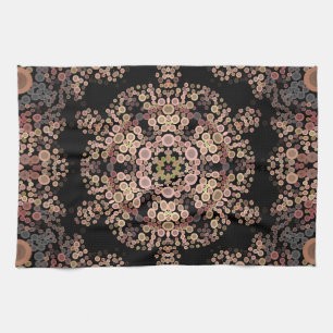 Linge De Cuisine Dot Mandala Flower Brown et gris