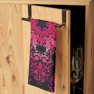 Linge De Cuisine Dot Mandala Flower rose et violet