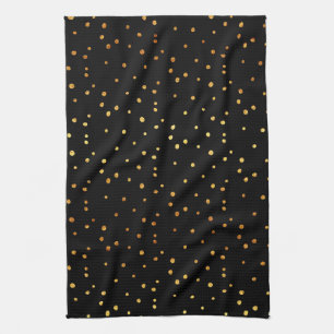 Linge De Cuisine Dots d'or Confetti Faux Foil Point métallique Noir