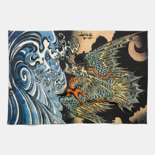 Linge De Cuisine Dragon et vagues I