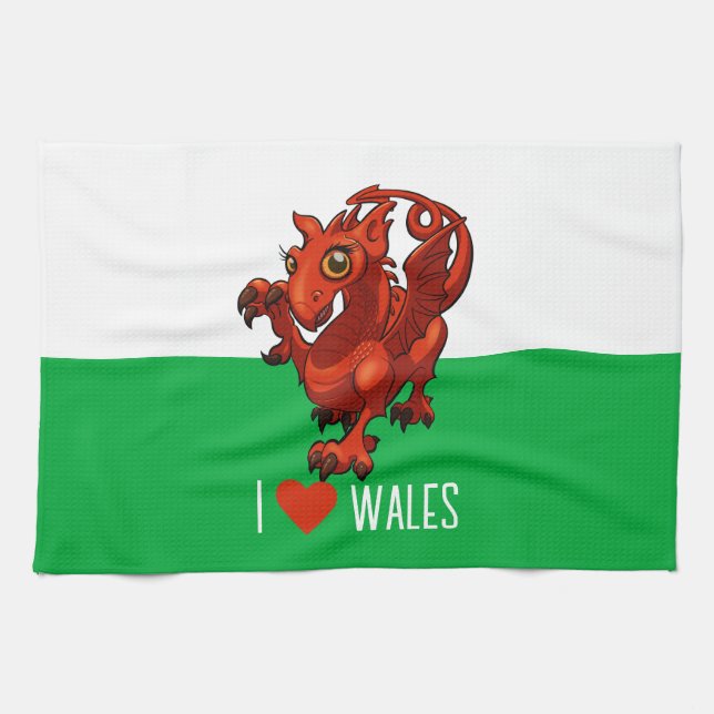 Linge De Cuisine Dragon mignon I Lote Wales Welsh Dragon Cartoon (Horizontal)