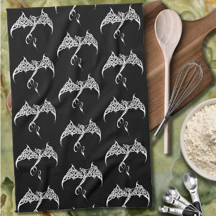 Linge De Cuisine Dragon Tribal Celtique Entrelacs Noir Blanc Fantas