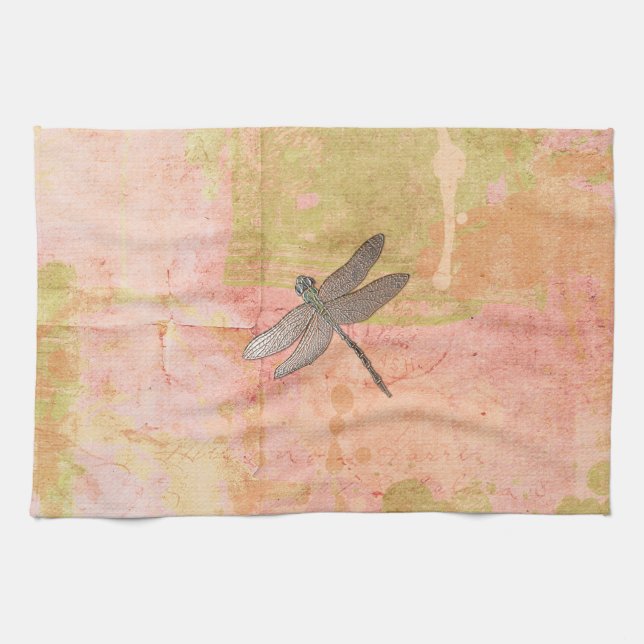 Linge De Cuisine Dragonfly d'impressions roses (Horizontal)