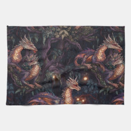 Linge De Cuisine Dragons pourpres perchés dans les arbres