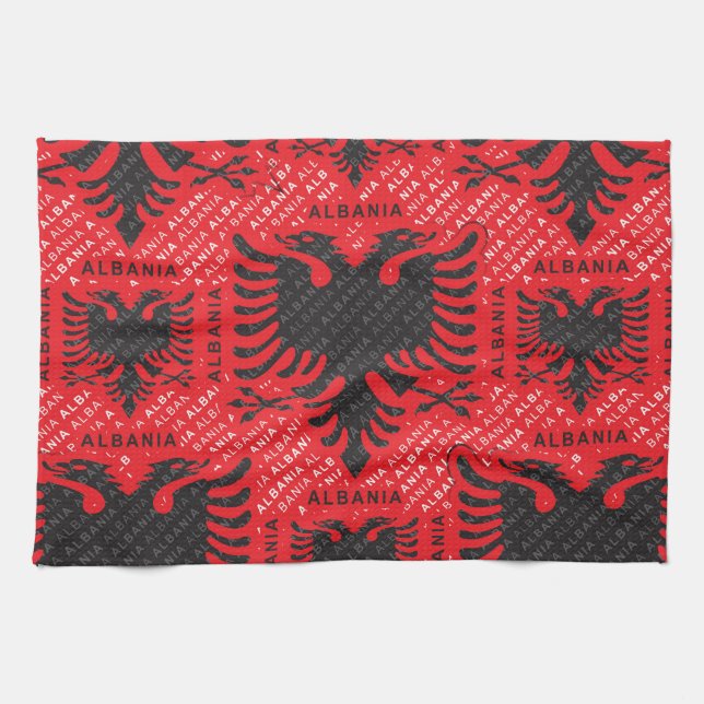 Linge De Cuisine Drapeau albanais motif 2 (Horizontal)