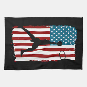 Linge De Cuisine Drapeau américain de basket-ball Athlète patriotiq