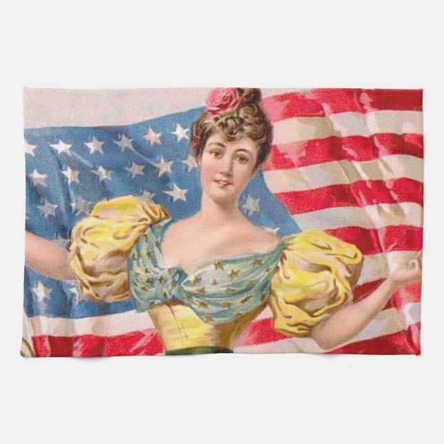 Linge De Cuisine Drapeau américain Lady Liberty Independence (Horizontal)