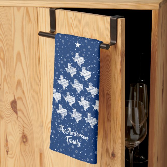 Linge De Cuisine Drapeau Bleu Scribblé Texas Arbre de Noël (Pliage en tiers)