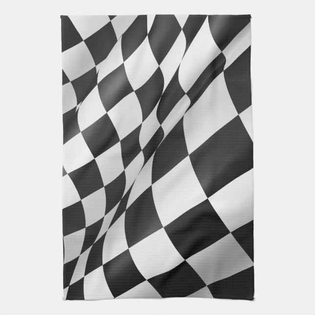 Linge De Cuisine Drapeau Checkered 16" de tissu x 24" (Vertical)