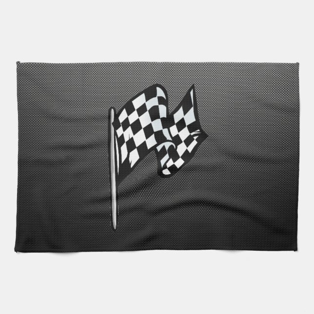 Linge De Cuisine Drapeau Checkered de sembler de fibre de carbone (Horizontal)