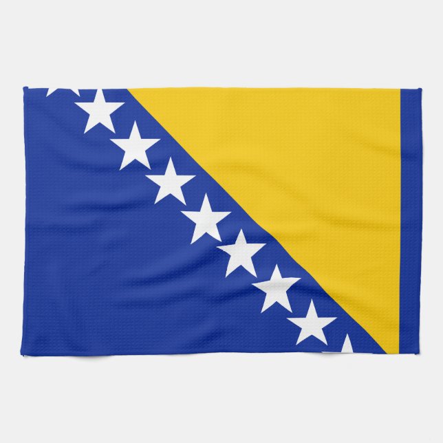 Linge De Cuisine Drapeau de Bosnie-Herzégovine patriotique (Horizontal)