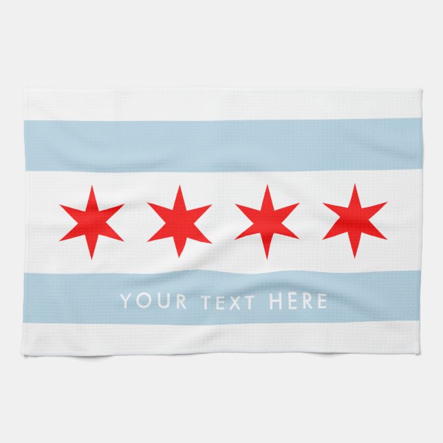 Linge De Cuisine Drapeau de la ville de Chicago personnalisé cadeau (Horizontal)