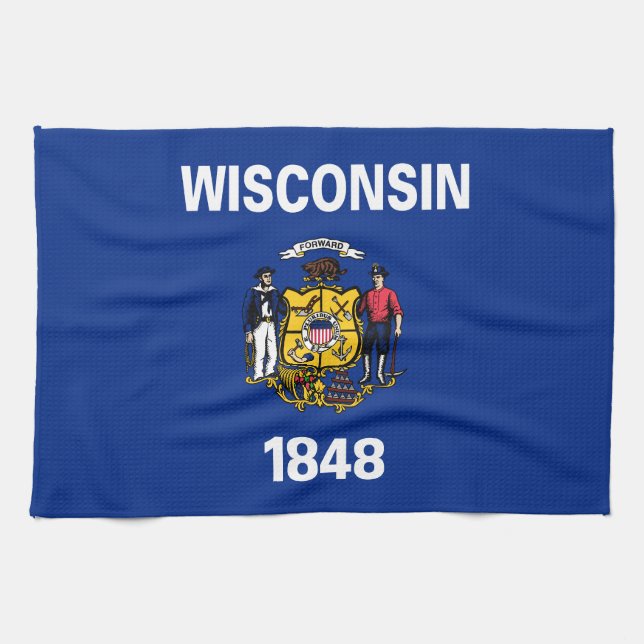 Linge De Cuisine Drapeau de l'État du Wisconsin (Horizontal)