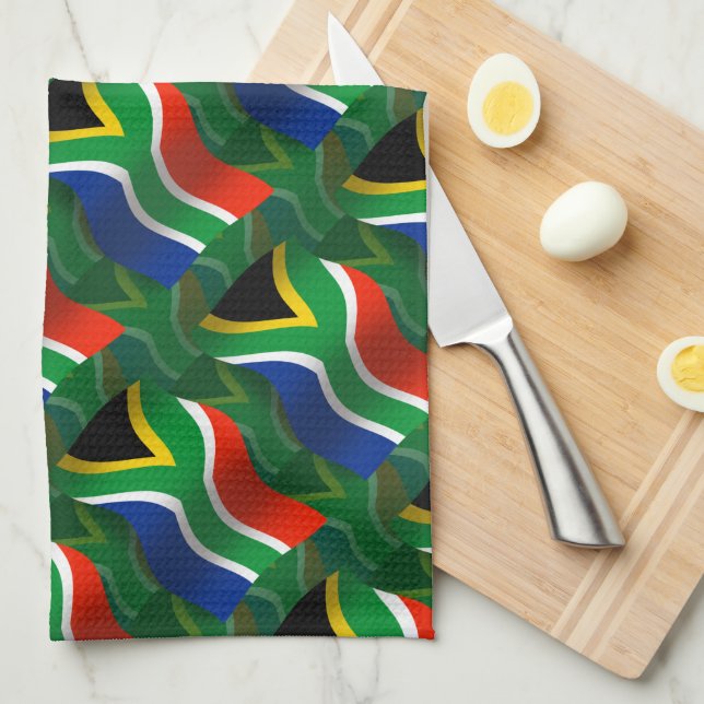 Linge De Cuisine Drapeau de ondulation de l'Afrique du Sud (Quart Plié)