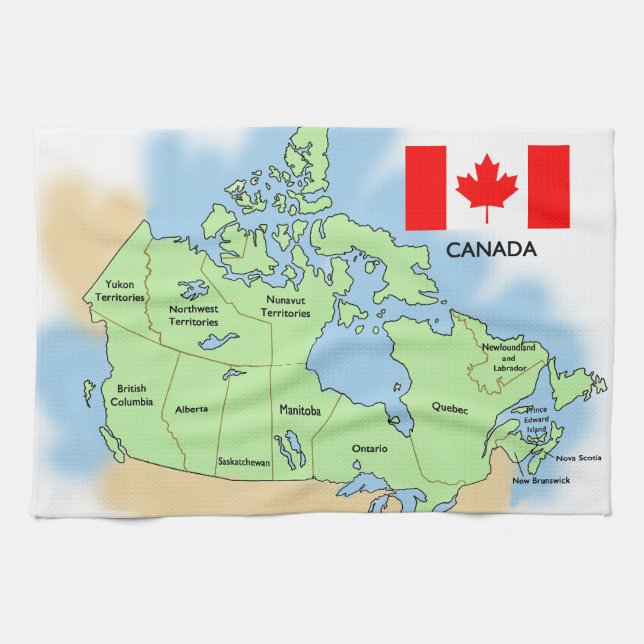 Linge De Cuisine Drapeau et carte du Canada (Horizontal)