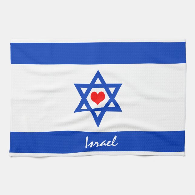 Linge De Cuisine Drapeau et coeur israéliens - Adeptes israéliens d (Horizontal)