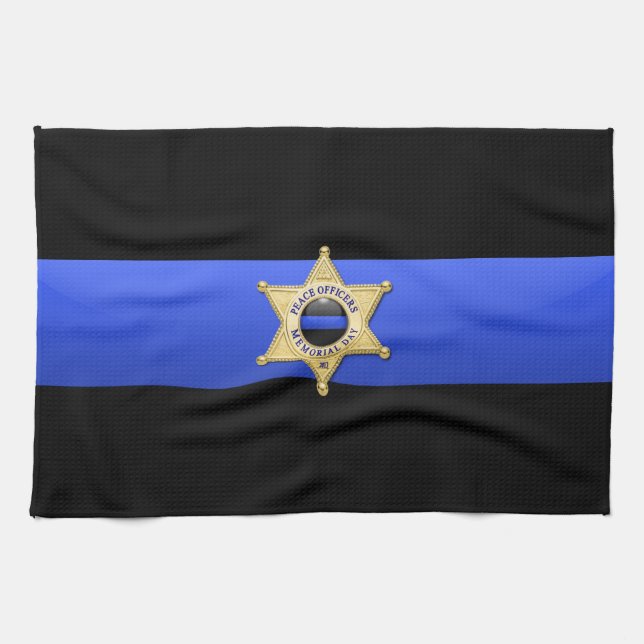 Linge De Cuisine Drapeau et insigne de la Ligne Bleue Mince (Horizontal)