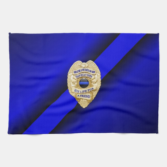 Linge De Cuisine Drapeau et insigne de la Ligne Bleue Mince (Horizontal)