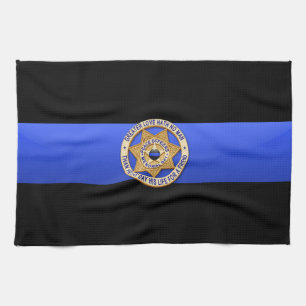 Linge De Cuisine Drapeau et insigne de la Ligne Bleue Mince