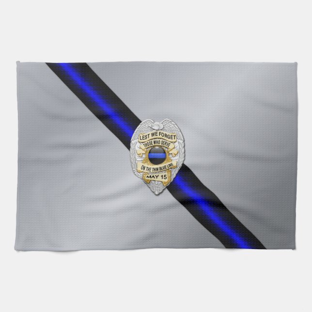 Linge De Cuisine Drapeau et insigne de la Ligne Bleue Mince (Horizontal)