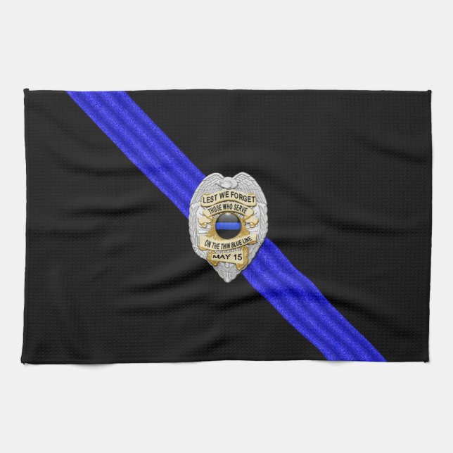 Linge De Cuisine Drapeau et insigne de la Ligne Bleue Mince (Horizontal)