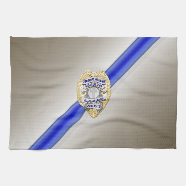 Linge De Cuisine Drapeau et insigne de la Ligne Bleue Mince (Horizontal)