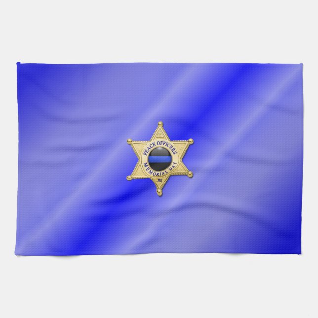 Linge De Cuisine Drapeau et insigne de la Ligne Bleue Mince (Horizontal)
