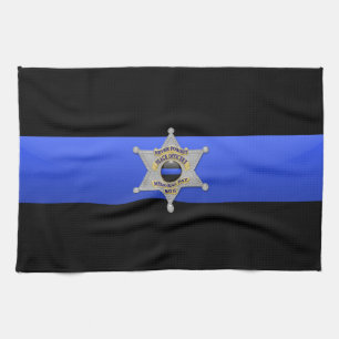 Linge De Cuisine Drapeau et insigne de la Ligne Bleue Mince
