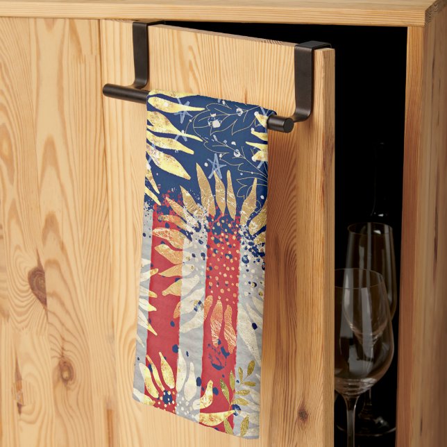 Linge De Cuisine Drapeau et tournesols (Pliage en tiers)