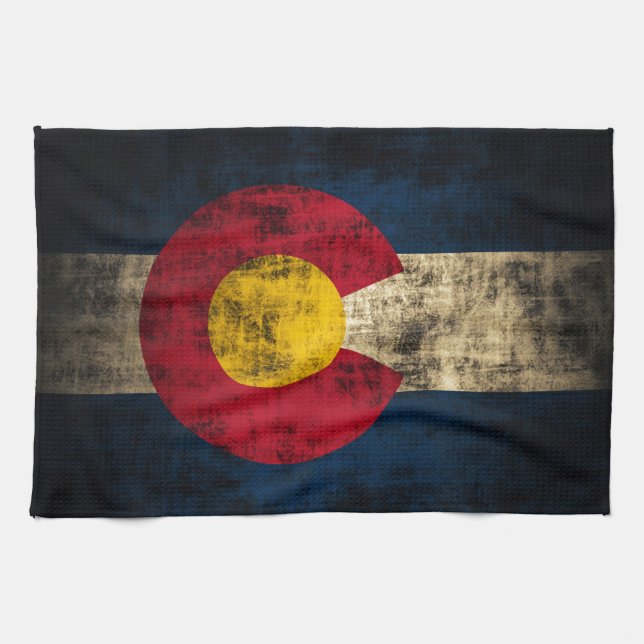 Linge De Cuisine Drapeau grunge du Colorado (Horizontal)