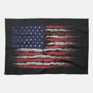 Linge De Cuisine Drapeau Grunge U.S.A
