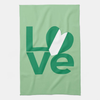 Linge De Cuisine Drapeau nigérian en forme de cœur LOVE vert