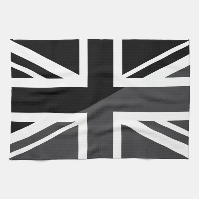 Linge De Cuisine Drapeau noir et gris d'Union Jack les Anglais (Horizontal)