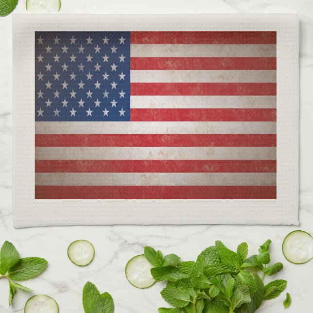 Linge De Cuisine Drapeau patriotique américain 50 étoiles (Plié)