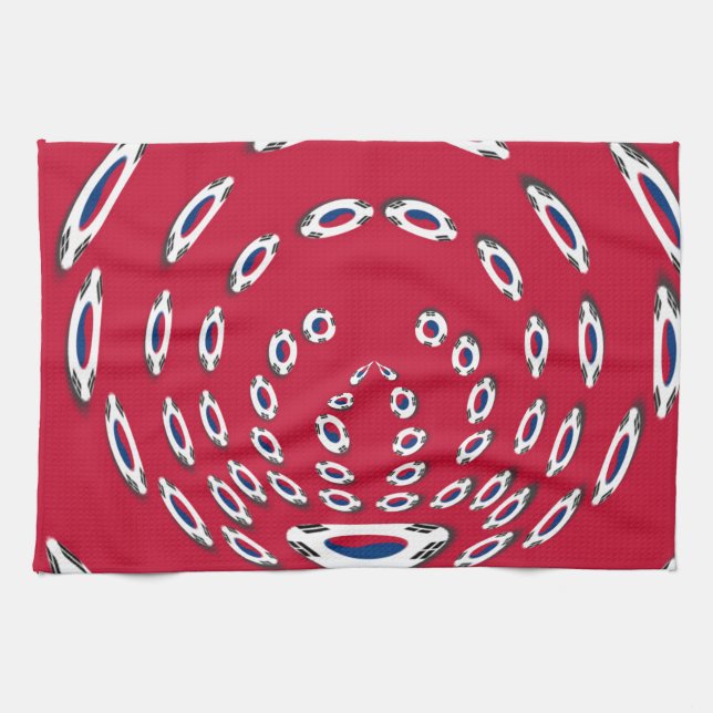 Linge De Cuisine Drapeau Polka de Corée du Sud (Horizontal)