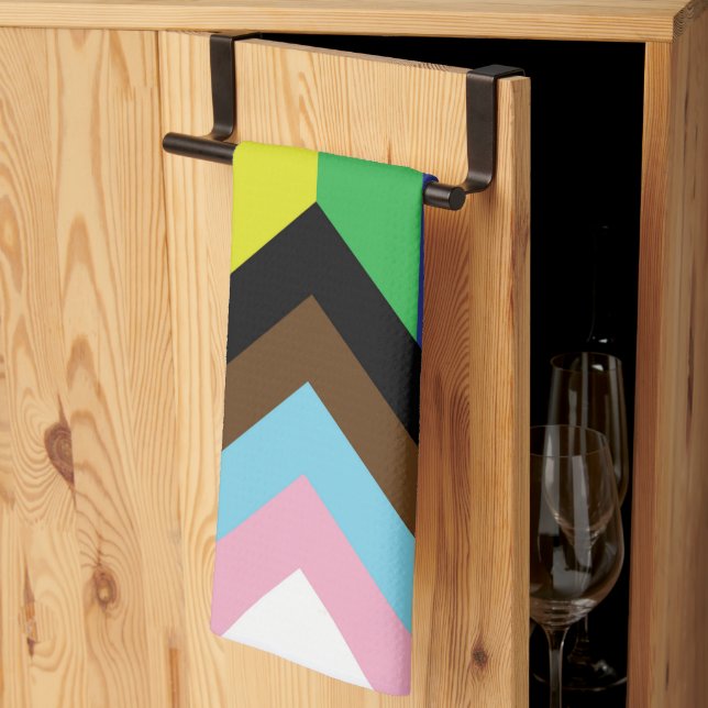 Linge De Cuisine Drapeau progressiste LGBTQIA (Pliage en tiers)